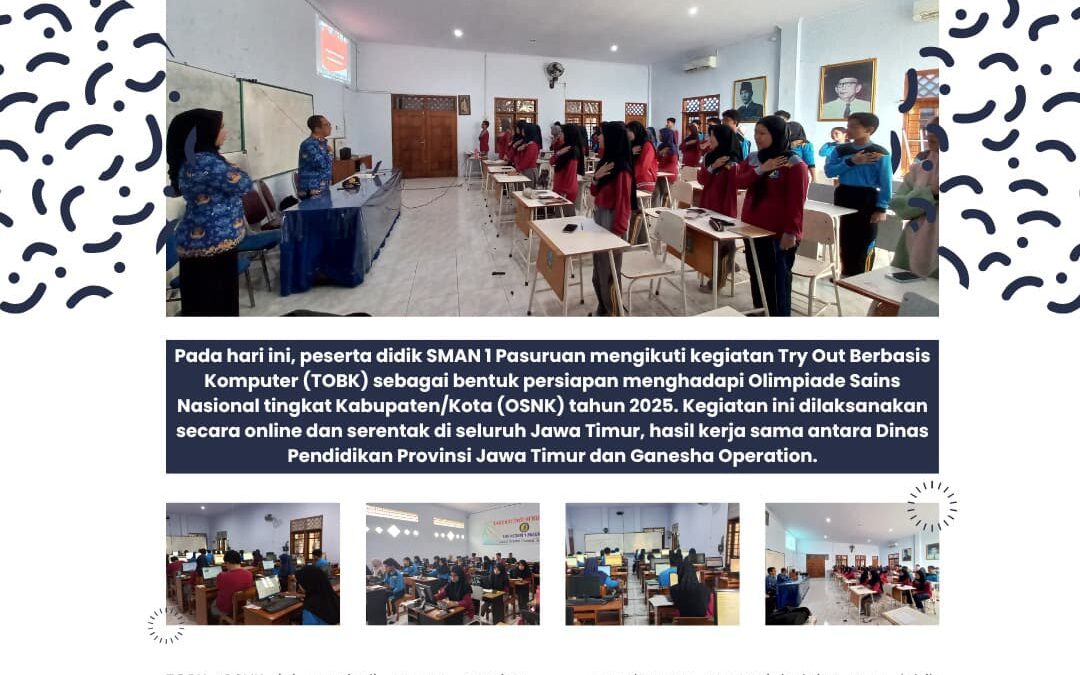 Semangat Berkompetisi! Peserta Didik SMAN 1 Pasuruan Ikuti TOBK OSNK Se-Jawa Timur Secara Daring